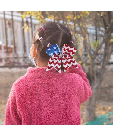 4th of July Patriotic Hair Ties for Women - White Blue Red Independence Day Hair Bow Tie - Buy Online on GoSupps.com
