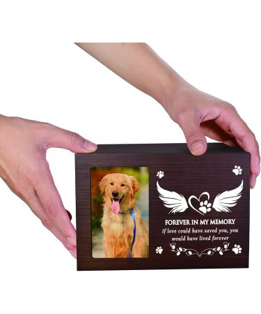 BAMTALK Pet Memorial Urn for Ashes & Photo Frame | Wooden Bamboo Nature Urn for Dogs & Cats | Pet Cremation Keepsake Box for Loss Remembrance | Walnut Finish - Buy Online on GoSupps.com