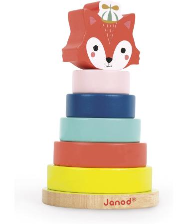 Janod Baby Forest Wood Stacking Fox | Early Childhood Learning Toys | Fine Motor Skill Development | Ages 1+ - J08014 Fuchsbabywald - Buy Online on GoSupps.com