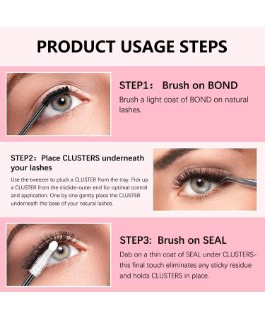 PURELEOR DIY Eyelash Extension Bond and Seal - Strong Hold Black Lash Adhesive - Gentle & Comfortable - All Day Wear - 5ml Bond + 5ml Seal - For Cluster Eyelash Wispies - Buy Online on GoSupps.com