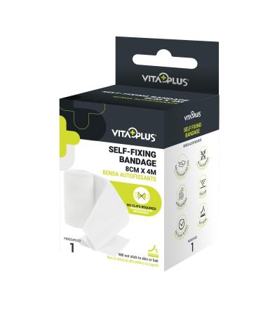 VITAPLUS PBT Self Fixing Bandages - Elastic Cohesive Bandages Self-Fixing and Easy Application - Hypoallergic and Latex Free (8cm x 4m)