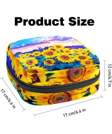 Sunflower Oil Painting Storage Bag | Portable Menstrual Cup Bag for Women & Teens - Buy Online on GoSupps.com
