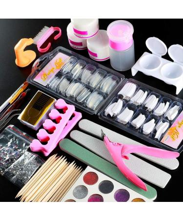 Acrylic Powder Glitter Nail Art Kit False Nail Tips Nail Art Decoration Tools Pro Acrylic Nail Kit Empty Liquid Bottle Manicure Nail Extension Acrylic Tips Cutter Glitter For DIY Art - Buy Online on GoSupps.com