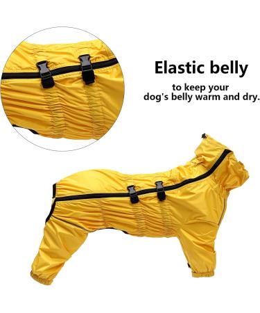 Minezi High Collar Waterproof Dog Raincoat Set - Reflective Strips & Zippers - Yellow XXX-Large (Back Length: 56-59cm) - Ideal for All Dog Breeds - Buy Online on GoSupps.com