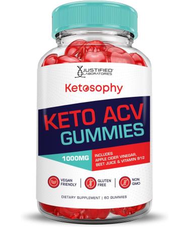 Buy Ketosophy Keto ACV Gummies 1000MG - 2 Pack | Apple Cider Vinegar with Pomegranate & Beet Juice | Vegan & Non-GMO | 120 Gummies - Buy Online on GoSupps.com