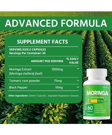 Frcola Organic Moringa Capsules for Energy Metabolism & Immune Support 1000mg Natural Vitality Supplement 60 Capsules - Buy Online on GoSupps.com