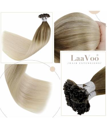 LAAVOO Ombre Blonde Keratin Bonding Hair Extensions - U Tip Balayage Light Brown & Blonde 50g 50cm #8/59 - Real Human Hair Hot Fusion - Buy Online on GoSupps.com