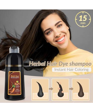 Buy KINGMING Dark Brown Hair Dye Shampoo - 3 in 1 Gray Coverage Natural Color for Men & Women (500ml) - Fast International Shipping - Buy Online on GoSupps.com