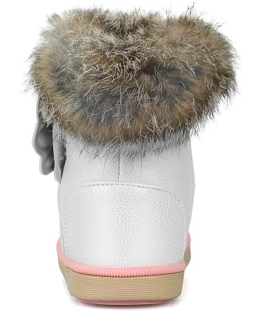 MINBEI Baby Girls Waterproof Leather Snow Boots - Toddler Girls Size 5.5 UK Child in White - Buy Online on GoSupps.com