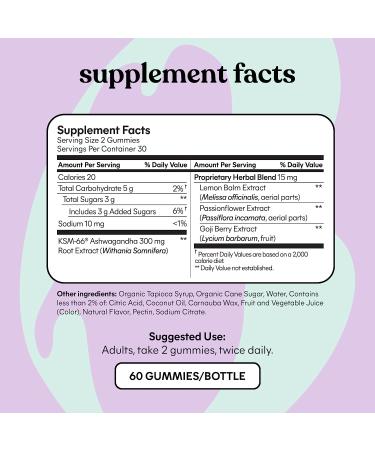 Lemme Chill Stress Relief Gummies with 300mg KSM-66 Ashwagandha | Relaxation Support with Lemon Balm, Passionflower & Goji | Vegan & Gluten-Free - 60 Count - Buy Online on GoSupps.com