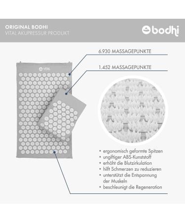 Bodhi Acupressure Set Vital - Acupressure Mat & Pillow for Self-Massage Relaxation & Blood Circulation | Includes Bag | Stone Gray - Buy Online on GoSupps.com