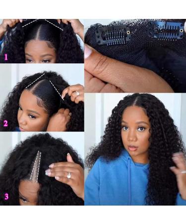 Megalook 20 Curly V Part Wig - 150% Density Human Hair for Black Women, No Glue, No Sew - Buy Online on GoSupps.com