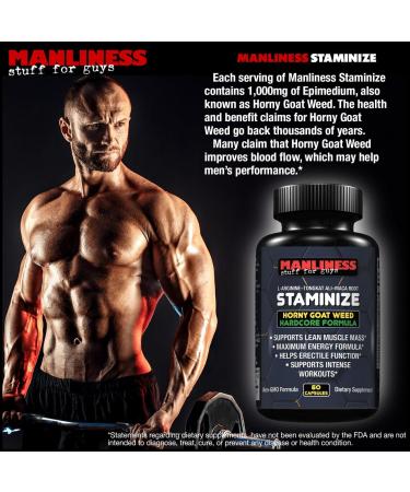 Staminize Horny Goat Weed for Men - Muscle-Builder & Stamina Booster with Maca Root, Tongkat Ali, Saw Palmetto & L-Arginine - 60 Caps - Buy Online on GoSupps.com