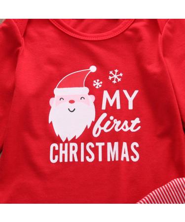 Geagodelia My First Christmas Baby Outfit Set - Red Newborn Long Sleeve Romper & Santa Claus Pants Pajamas - 0-3 Months - Buy Online on GoSupps.com