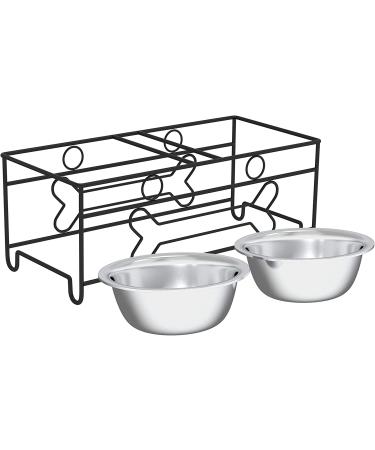 PETMAKER Stainless Steel Raised Food and Water Bowls with Decorative Stand - 2 Pack 6.5 Height - Buy Online on GoSupps.com