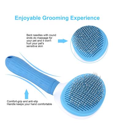 Depets Self Cleaning Slicker Brush - Pet Grooming Shedding Tool for Dogs, Cats, Bunnies - Removes Loose Undercoat - Massaging Tool for Long or Short Hair Pets - Buy Online on GoSupps.com