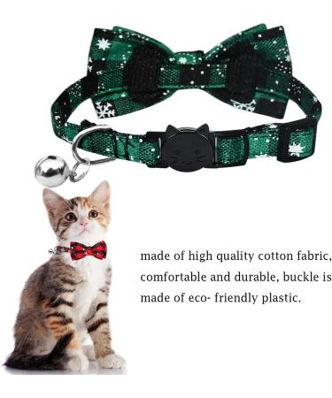 Malier Christmas Cat Collar - Snowflake Pattern Bowtie with Bell, Adjustable Buckle - Red + Green - Pet Accessories for Kitten, Kitty, Puppy - Buy Online on GoSupps.com