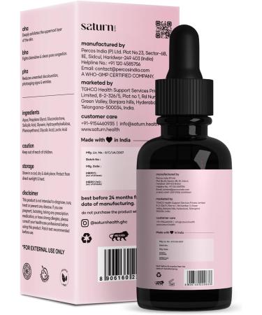 Saturn by GHC Peeling Solution for Face | 10-Minute Facial | Chemical peel for face for glowing skin | Exfoliating serum | For Women | At-home facial | 30ml - Buy Online on GoSupps.com