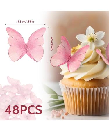 TIESOME 48 Pcs Edible Butterflies for Cake Decorating Vivid Butterfly Cake Topper Butterfly Cupcake Decorating for Wedding Birthday Anniversary Flower Themed Party Decorating Princess Games(Pink) - Buy Online on GoSupps.com