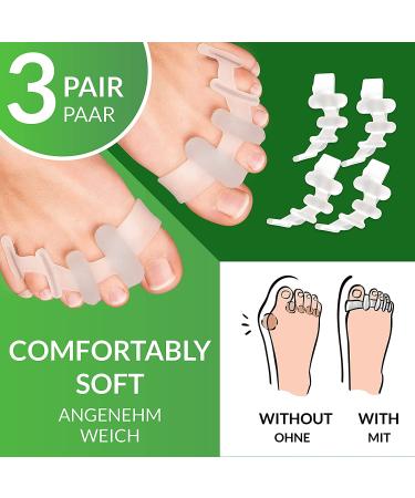 Toe Separator - 3 Pairs Silicone Toe Spreader for Hallux Valgus & Hammer Toe Relief | BPA-Free Universal Size - Buy Online on GoSupps.com
