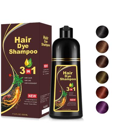 Natural Chestnut Brown Hair Color Shampoo for Dark Hair Instant Hair Dye Shampoo 3 in 1 for Men & Women Long Lasting Brown Hair Shampoo Brown Shampoo Colors in 10-15 Minutes(Natural Chestnut Brown)