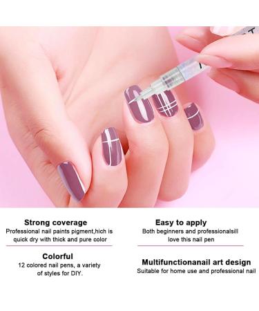 12 Colors 3D Nail Art Pen - DIY Nail Art Tools for Beauty & Manicure | Graffiti Puncture & Flower Design Liner - Buy Online on GoSupps.com
