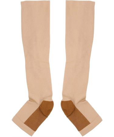 FOTABPYTI Compression Stockings - Comfortable Elastic L/XL Zipper Socks in Skin Color with Copper Bottom for Optimal Support - Buy Online on GoSupps.com