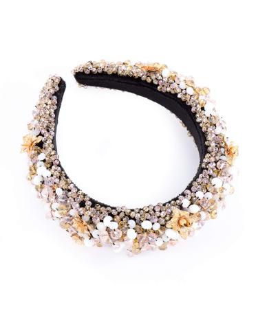 GLBCC Handmade Pink Crystal Padded Headband with Small Flower Embellishments - Buy Online on GoSupps.com