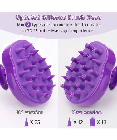 Fretech Purple Scalp Massage Brush - 2 Silicone Bristle Types for Sensitive Scalps Deep Cleaning and Hair Growth Stimulation - Buy Online on GoSupps.com