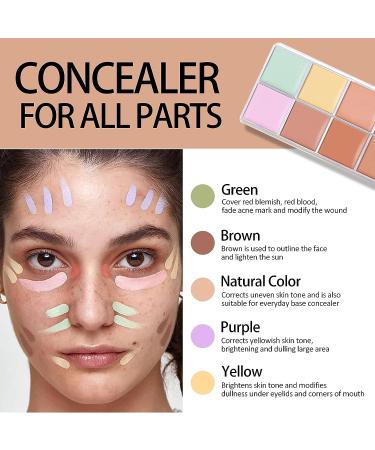 Jutqut 12 Color Correcting Concealer Palette - Cream Contour Makeup for Skin Tone Correction, Under Eye Concealer Kit for Dark Circles & Blemishes - 12 Colors Light to Dark - Buy Online on GoSupps.com