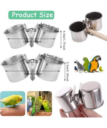 Taicols Stainless Steel Bird Food Bowls - 2-Piece Feed Cup Set with Clip for Parrots & Cage Dispensers - Buy Online on GoSupps.com