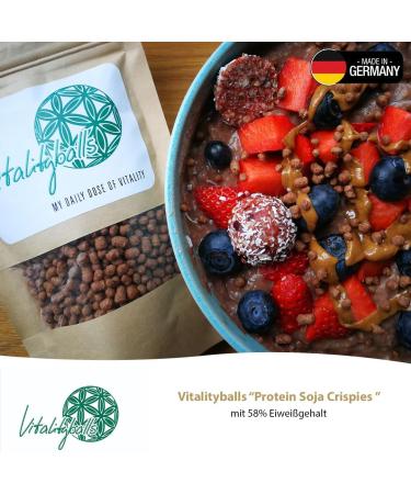 Vitality Balls - 58% Protein Soy Crispies Cocoa 500g | High-Protein Topping for Muesli & Fitness Recipes - Buy Online on GoSupps.com