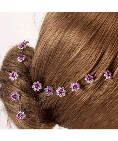 AKOAK 20 Pcs Bridal Clear Crystal Rhinestone Flower Hair Pin Clips - Purple Wedding Hair Accessories - Buy Online on GoSupps.com