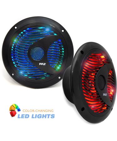 Pyle 6.5'' Dual Marine Speakers - IP44 Waterproof Outdoor Stereo System with LED Lights, 150W Power - PLMR6LEB (Black) - 1 Pair - Buy Online on GoSupps.com