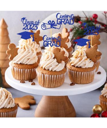 Vigcebit Graduation Cupcake Toppers 2023 | Graduation Cupcake Toppers | Class of 2023 Graduation Cupcake Toppers Diploma Grad Caps Cake Toppers Picks for Graduation Blue - Buy Online on GoSupps.com