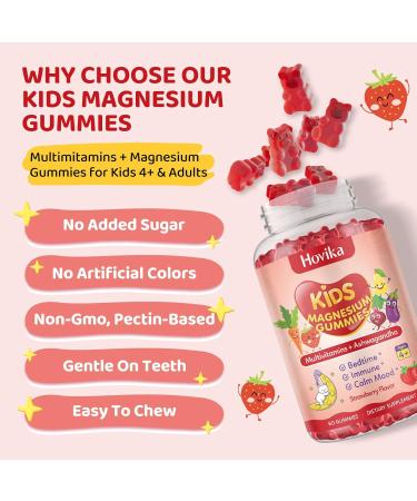 Magnesium Glycinate Gummies for Kids - Magnesium Supplement with L-Theanine Chamomile & Multivitamins for Kids & Adults Sleep Calm Relaxation Sugar Free Strawberry Flavor 60 Gummies Strawberry 60 Count (Pack of 1) - Buy Online on GoSupps.com