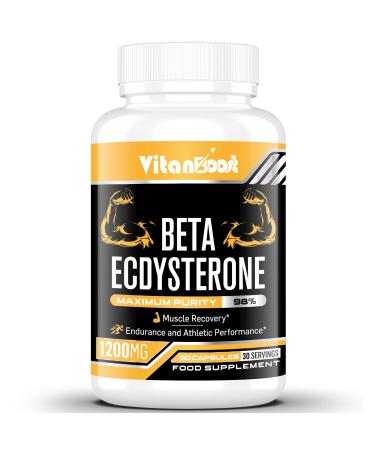 Beta Ecdysterone Supplement 1200mg | Increases Lean Muscle Mass Exercise Performance Strength and Protein Synthesis 98% Maximum Purity Formulated for Enhanced Absorption 60 Capsules|1 Month Supply 60 Capsule(pack of 1)