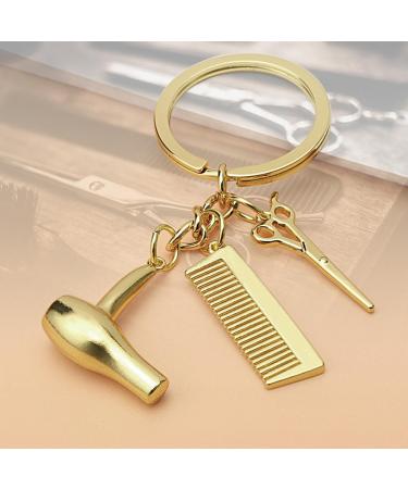 Scissor Comb Pendant Keychain Scissor Comb Pendant Keychain Hairdressing Hair Dryer Stylish Pendant For Salon Graduation Gold - Buy Online on GoSupps.com