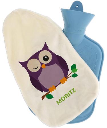 Personalized Hot Water Bottle with Custom Cover | Cozy Owl Design - Perfect Gift for Children & Adults (800 ml) - Buy Online on GoSupps.com