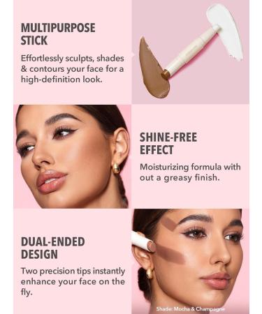 SHEGLAM 2 In 1 Dual Head Cream Contour & Highlighter Stick - Highly Pigmented Face Bronzer Makeup - Pearl & Sand - 0.2 oz | International Shipping Available - Buy Online on GoSupps.com