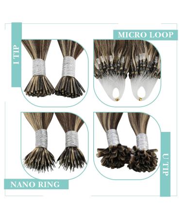 Youngsee Bonding Extensions - Real Hair U Tip Extensions 35cm Dark Brown with Blonde Keratin Bondings | 50g #P4/27 - Ideal for Seamless Volume & Length - Buy Online on GoSupps.com