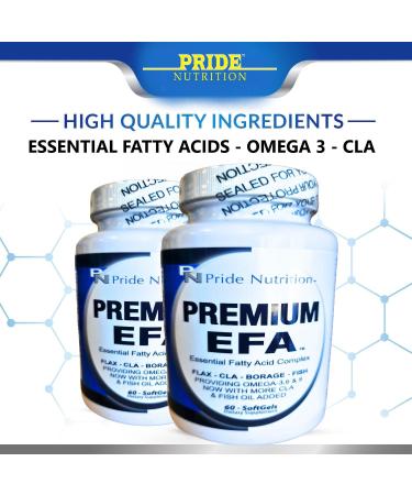 Pride Nutrition Premium EFA Omega 3-6-9 Supplement for Men and Women 5 in 1 - EPA, DHA, GLA, ALA & CLA Essential Fatty Acids with Fish Oil - Softgel Pills 60 Count (Pack of 1) - Buy Online on GoSupps.com