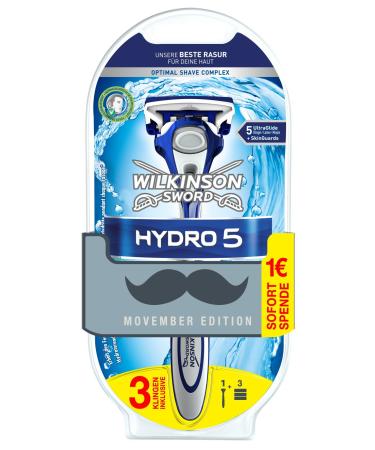 Wilkinson Sword Hydro 5 starter set razor with 3 blades Movember Edition