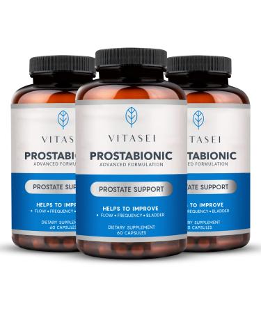 VITASEI Prostabionic Prostate Dietary Supplements for Men W/Saw Palmetto Bio-quercetin & Pygeum Africanum Reduce Bathroom Trips Promotes Sleep & Better Bladder Emptying - 60 Capsules (Pack of 3) 1 Count (Pack of 1)