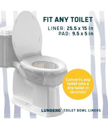 Lunderg Lemon-Scented Toilet Bowl Liners - 20 Count Universal Fit Disposable Bags - Ideal for Home, Boat, Camping Toilets - Buy Online on GoSupps.com