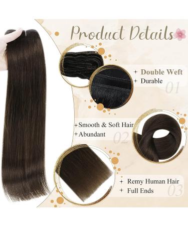 Full Shine 18 Inch Dark Brown Weft Hair Extensions - 105g Human Hair Bundle (Color 2) - Sew-in Weave for Women - Buy Online on GoSupps.com
