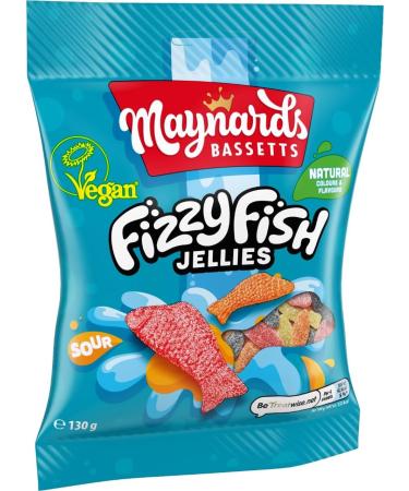 Maynards Bassetts Fizzy Fish Soft Jellies Sweets - 130g Bag - Buy Online on GoSupps.com