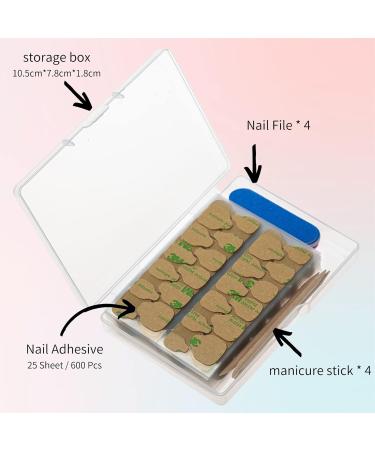 Sun & Beam Double-Sided Nail Glue Pads - Waterproof Eco-Friendly Extra Strong | 25 Sheets (600 Pieces) for Artificial Nails | Self-Adhesive Nail Art Tool - Buy Online on GoSupps.com