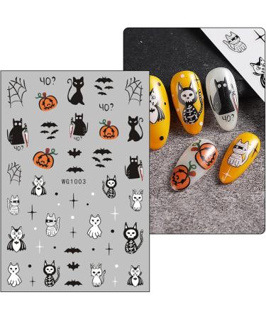 JMEOWIO 8 Sheets Halloween Nail Art Stickers Decals Self-Adhesive Cute Ghost Pink Pumpkin Nail Supplies Nail Art Design Decoration Accessories - Buy Online on GoSupps.com