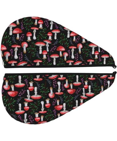 Hair Towel Wrap | Quick-Dry Turban with Button - Red Mushrooms | Best Hair Drying Solution - Buy Online on GoSupps.com